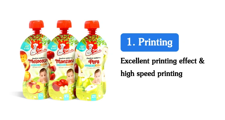 Custom Printed Doypack Packing Sauce Liquid Drink Juice Milk Yogurt Food Packaging Stand up Spout Pouch Bag with Spout Plastic Pouch