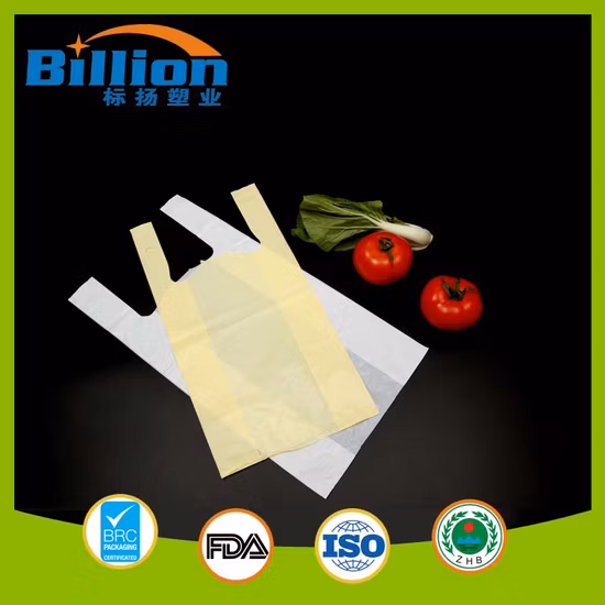 Commerce de gros compostable biodégradable en plastique imprimé sac shopping T-shirt sac