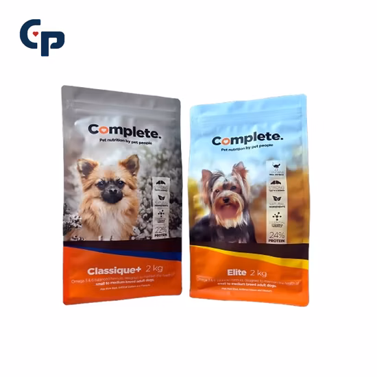 Impression brillante mate de papier d'aluminium Collations de chat de chien de compagnie recyclables respectueuses de l'environnement Traiter le café thé Fermeture à glissière à fond plat Emballage en plastique alimentaire