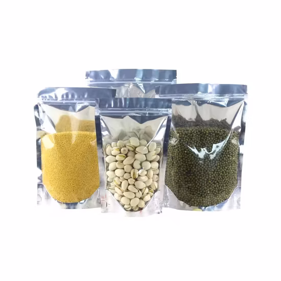 Emballage personnalisé et en stock Pochette refermable, sacs en mylar à fermeture éclair en plastique, sac en mylar de forme personnalisée avec fenêtre