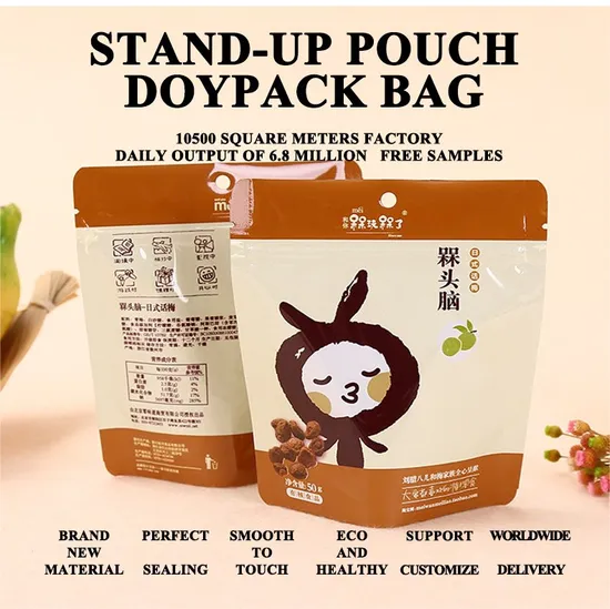 Zip Lock Stand up Pouch Label Un côté en aluminium transparent Fermeture refermable Fruits secs Noix Légumes Collation Doypack Sac d'emballage alimentaire